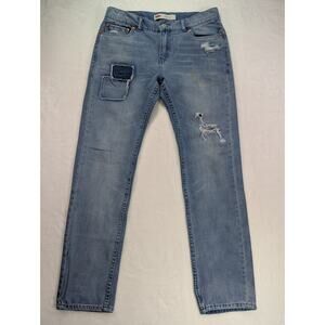 Levis 511 Slim Sz 20 Reg W30 L30 Light Wash Distressed w/Patchwork Boro Style
